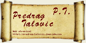 Predrag Talović vizit kartica